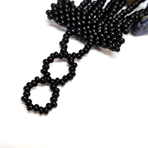 VINTAGE Black Seed Bead & Glass Multi-Strand Bracelet - Picture 4 of 5